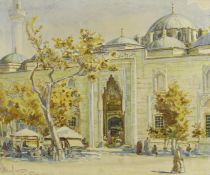 tableau Constantinople    orientaliste,personnage,ville  aquarelle papier 1re moiti 20e sicle