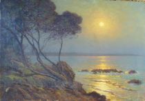 tableau Couch de soleil en mditerrane  Chabanian Arsne paysage,paysage marin  pastel toile 1re moiti 20e sicle