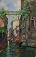 tableau Canal  Venise   marine,ville  huile toile 1re moiti 20e sicle