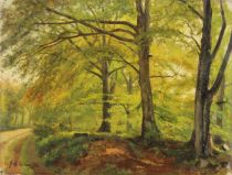 tableau Aux environs de Spa Crehay  Grard-Antoine paysage,sous-bois  huile toile 1re moiti 20e sicle