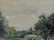 tableau Vue de Stavelot De Haas-Teichen (Baron) Franz paysage,ville  aquarelle papier 2ime moiti 20e sicle