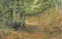 tableau Lumire en sous bois   paysage,sous-bois  huile panneau 1re moiti 20e sicle