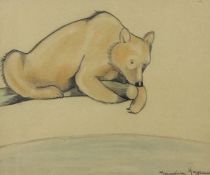 tableau L'ourse blanc  Hagemans Germaine animaux  crayon papier 2ime moiti 20e sicle