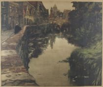 tableau Canal  Bruges  Baertsoen Albert ville  estampe papier 1re moiti 20e sicle