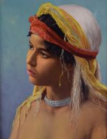 tableau La jeune orientaliste Anglada Pinto Luis orientaliste,portrait  huile toile 1re moiti 20e sicle