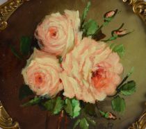tableau Les roses (1) Caty  fleurs,nature morte  huile triplex 2ime moiti 20e sicle