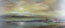 tableau L'estuaire Artan (De Saint-Martin) Louis marine  huile maroufl 19e sicle