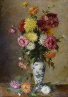 tableau Le vase de fleures Cauchois Eugne Henri fleurs,nature morte  huile toile 19e sicle