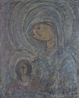 tableau Maternit  Anthis Dimitris personnage,religieux  huile unalite 2ime moiti 20e sicle