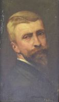 tableau Portrait du peintre George Van Den Bos Delvin Jean Joseph portrait  huile toile 19e sicle