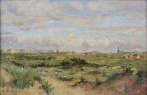 tableau Les polders (environs de Knokke)  Le mayeur (de merps) Adrien paysage  huile panneau 1re moiti 20e sicle