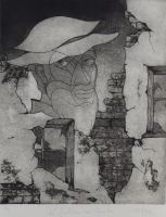 tableau Le fantme des Marolles  Vital (Van Craenenbroeck) Thrse  personnage  estampe papier 2ime moiti 20e sicle