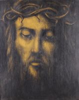 tableau Le christ  Wasterlain Georges portrait,religieux  huile panneau 1re moiti 20e sicle