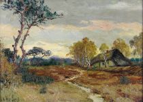 tableau Chaumire en Campine   Wellens  Charles (Karel) paysage  huile toile 1re moiti 20e sicle
