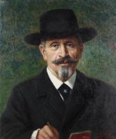 tableau Joseph Knaff Strock Joseph-Germain portrait  huile toile 1re moiti 20e sicle