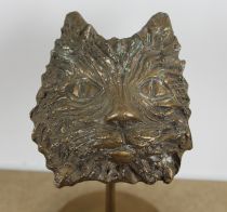 sculpture Tte de chat   animaux  bronze  