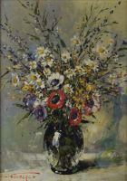 tableau Fleures des champs Van Gelderen Simon fleurs,nature morte  huile isorel 2ime moiti 20e sicle