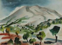 tableau Montagne sainte Victoire    paysage  aquarelle papier 1re moiti 20e sicle