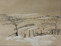tableau Neige sur la campagne 1 Van Campenhout ren paysage  mixte papier 1re moiti 20e sicle