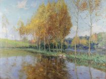 tableau Les tangs   Drume Auguste paysage  huile toile 1re moiti 20e sicle