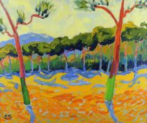 tableau Paysage de Provence (Sainte Victoire ?)  Giroux Antoine paysage  huile toile 2ime moiti 20e sicle