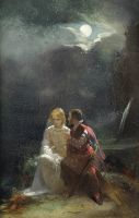 tableau Scne romantique  Van Severdonck  personnage,scne de genre  huile panneau 19e sicle