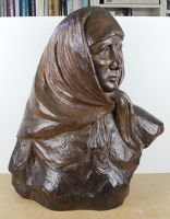 sculpture La dame au foulard  Stoffyn paul portrait   bois 1re moiti 20e sicle