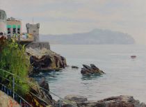 tableau Nervi (Italie) Arigliano Guiseppe marine,paysage  huile toile 2ime moiti 20e sicle