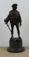 sculpture L'escholier     personnage  bronze  19e sicle