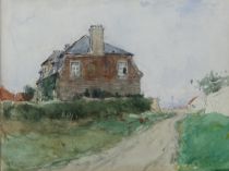 tableau Jeu de lumire Cassiers Henry paysage,village  aquarelle papier 1re moiti 20e sicle
