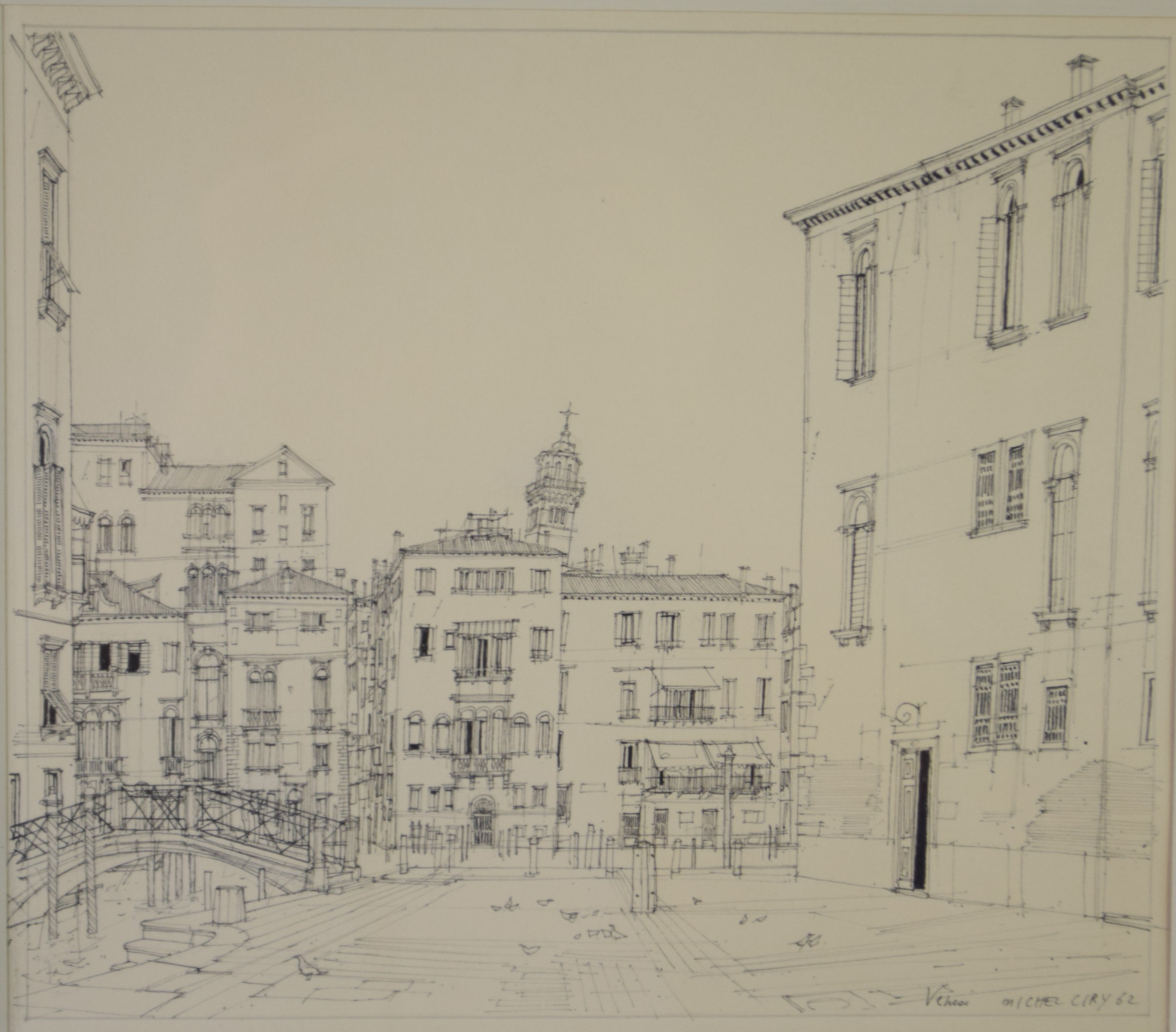 tableau Venise Ciry Michel   encre papier 2ime moiti 20e sicle