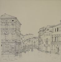 tableau Rio di Biaso Venise Ciry Michel ville  encre papier 2ime moiti 20e sicle