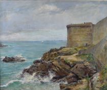 tableau Saint Malo David Andr marine,paysage  huile toile 2ime moiti 20e sicle