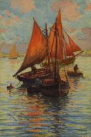 tableau La bretagne Mootz Charles marine,paysage,personnage  aquarelle papier 1re moiti 20e sicle