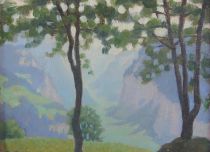 tableau Rengen Delarge  paysage,paysage de montagne  huile panneau 1re moiti 20e sicle