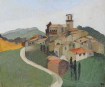 tableau Fuveau (Aix en Provence)   paysage,village  huile toile 2ime moiti 20e sicle