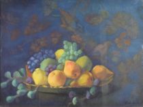 tableau La corbeille de fruits De Henffe Berth nature morte  pastel toile 1ère moitié 20e siècle