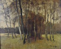 tableau Les arbres en campagne De Genèse Jules paysage  huile panneau 1ère moitié 20e siècle