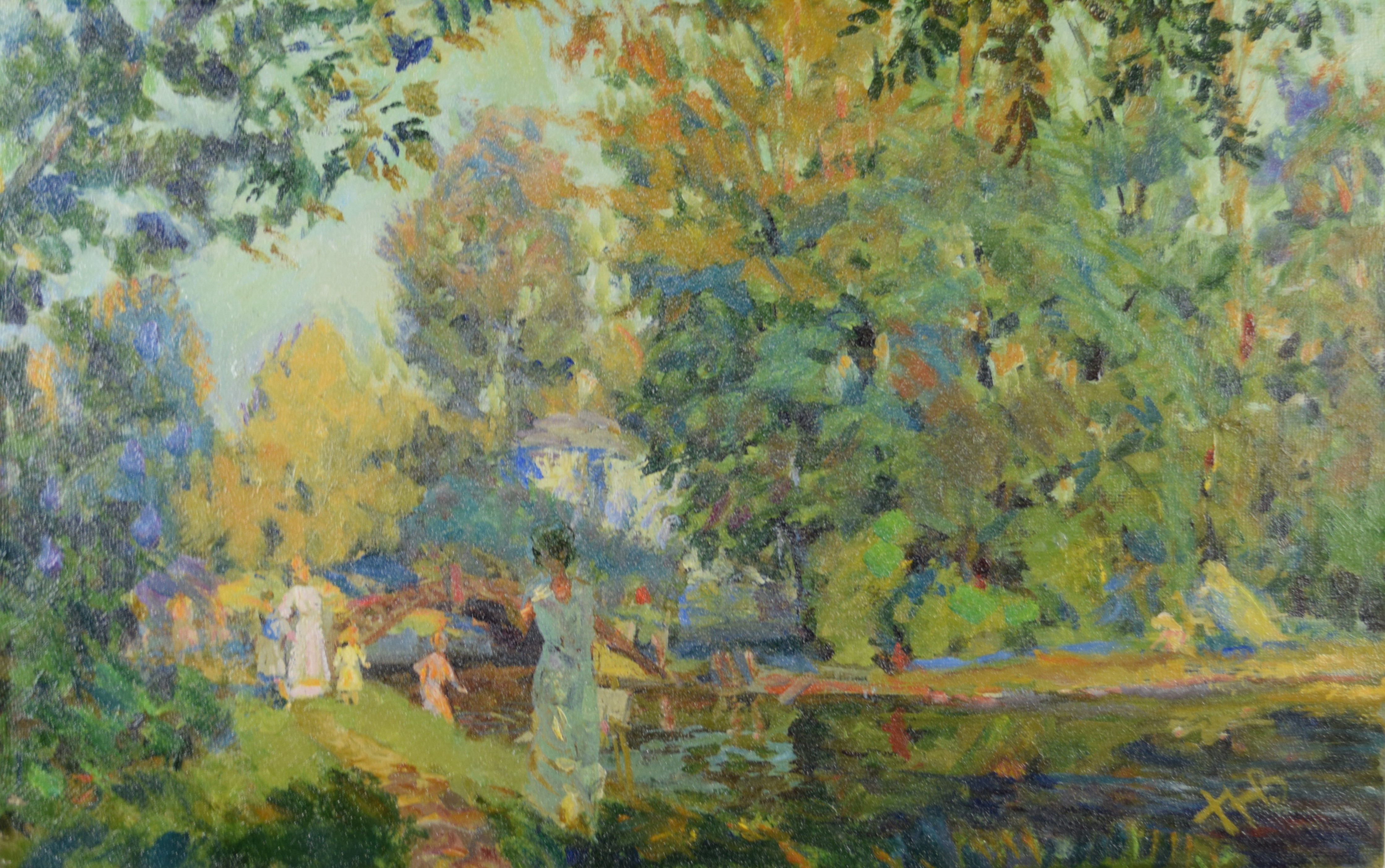 tableau Au parc  (Moscou ?) Grigoriev Vasily Ivanivitch  personnage,scène de genre,ville  huile toile 1ère moitié 20e siècle