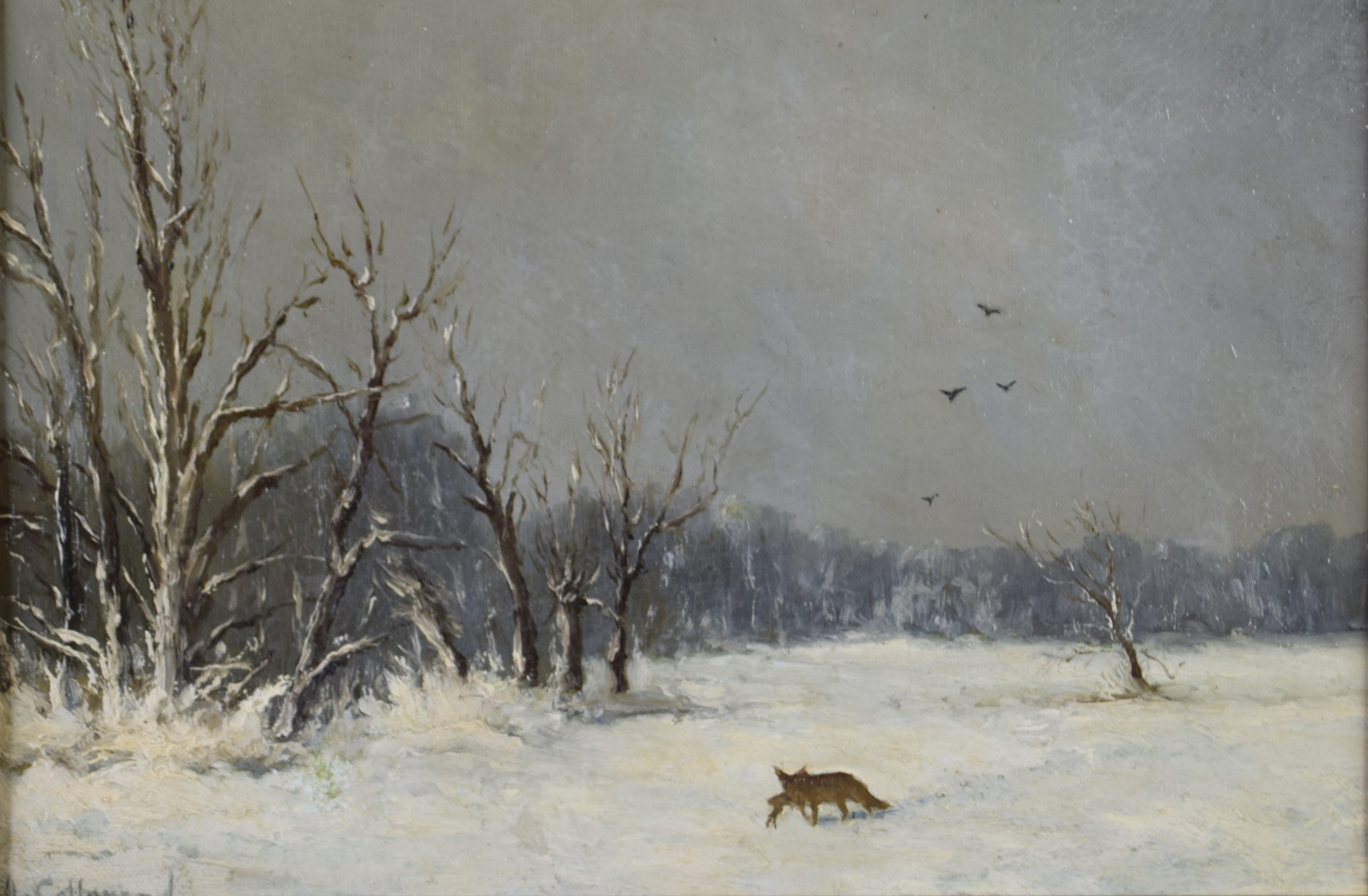 tableau Le renard Gallerand A animaux,paysage  huile toile 2ième moitié 20e siècle