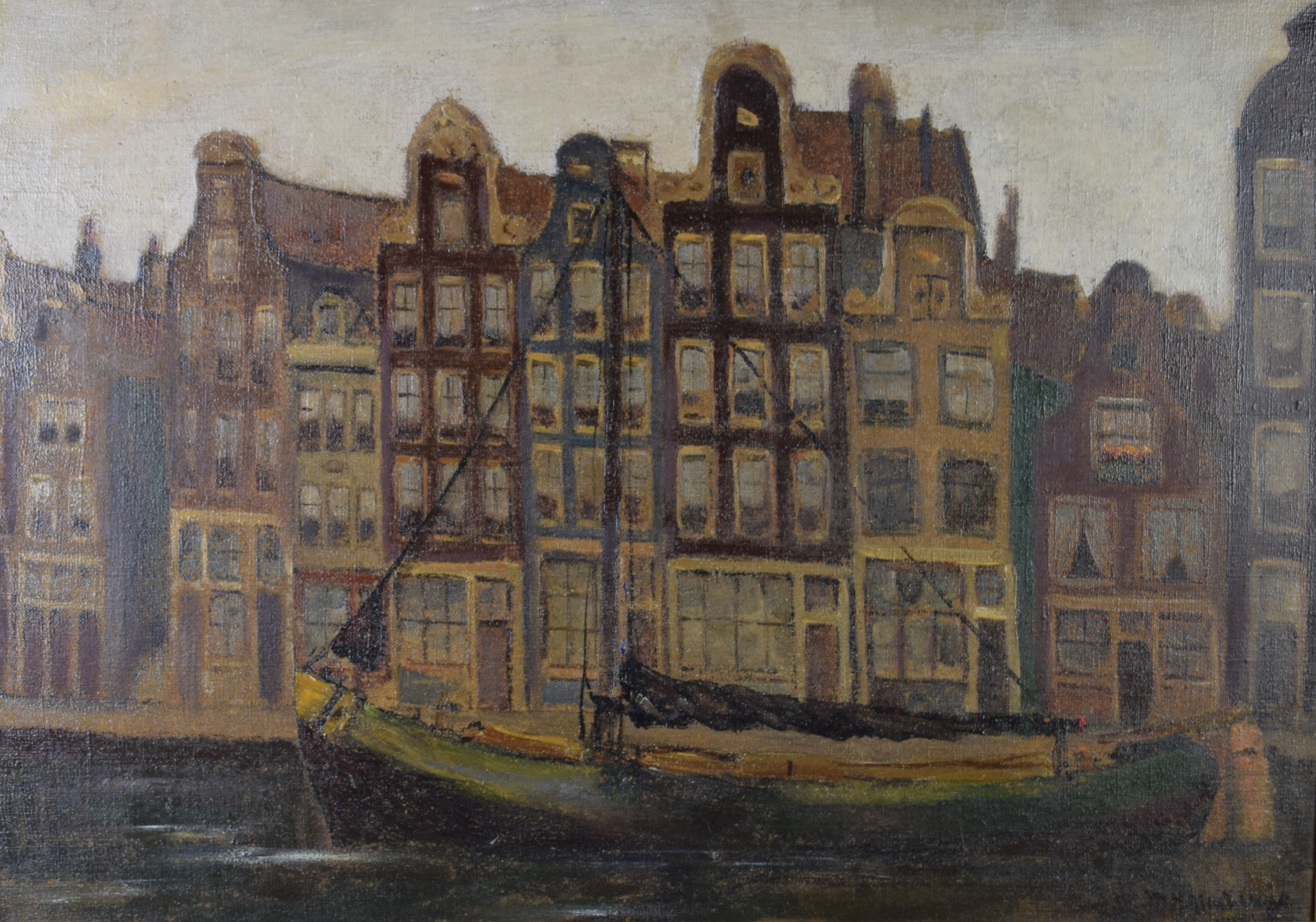 tableau Amsterdam  Mackenzie Marie Henri ville  huile toile 1ère moitié 20e siècle