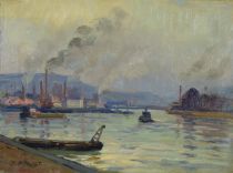 tableau Paysage industriel Kinot Joseph paysage  huile toile 1ère moitié 20e siècle