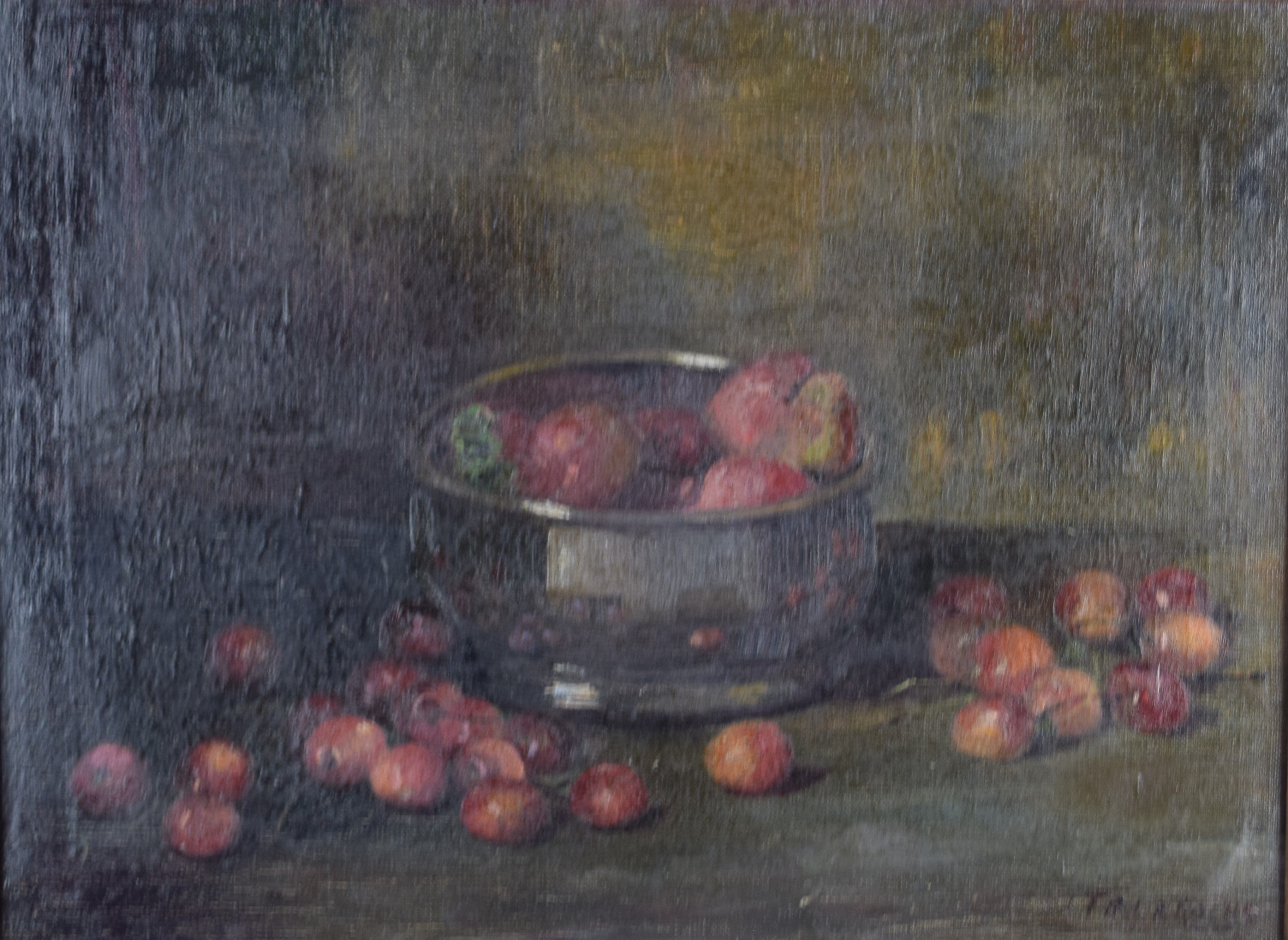 tableau Nature morte aux cerises Laroche Fr nature morte  huile toile 1ère moitié 20e siècle